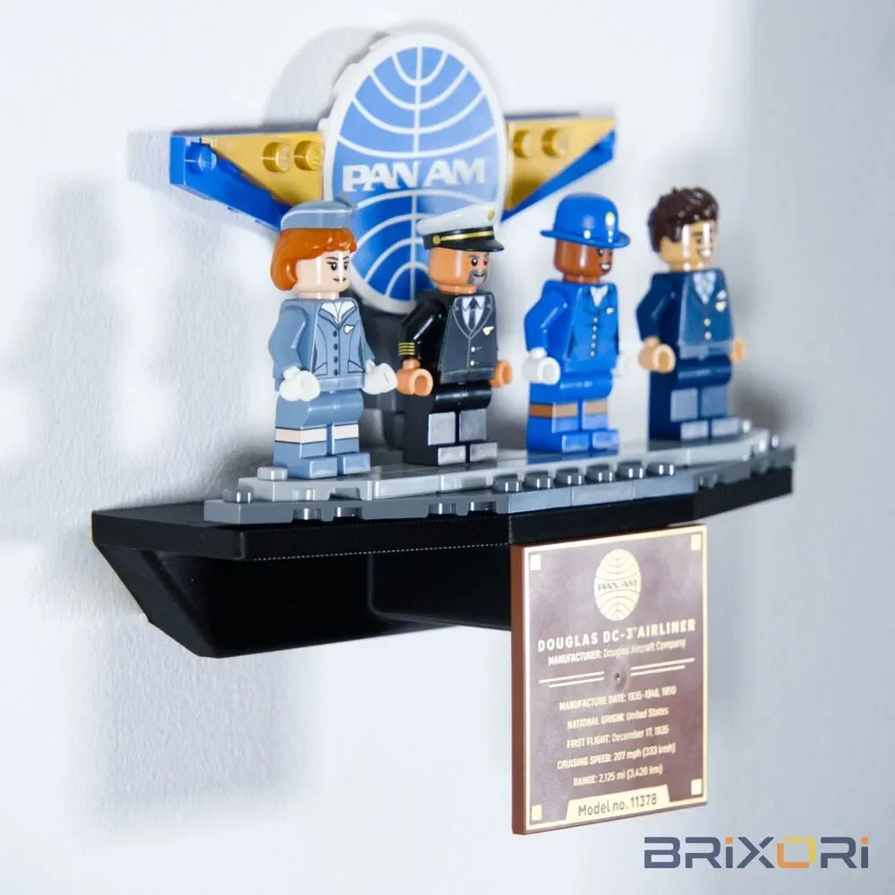 Adjustable Wall Mount for Lego Icons Douglas DC-3 PAN AM Airliner Set 11378